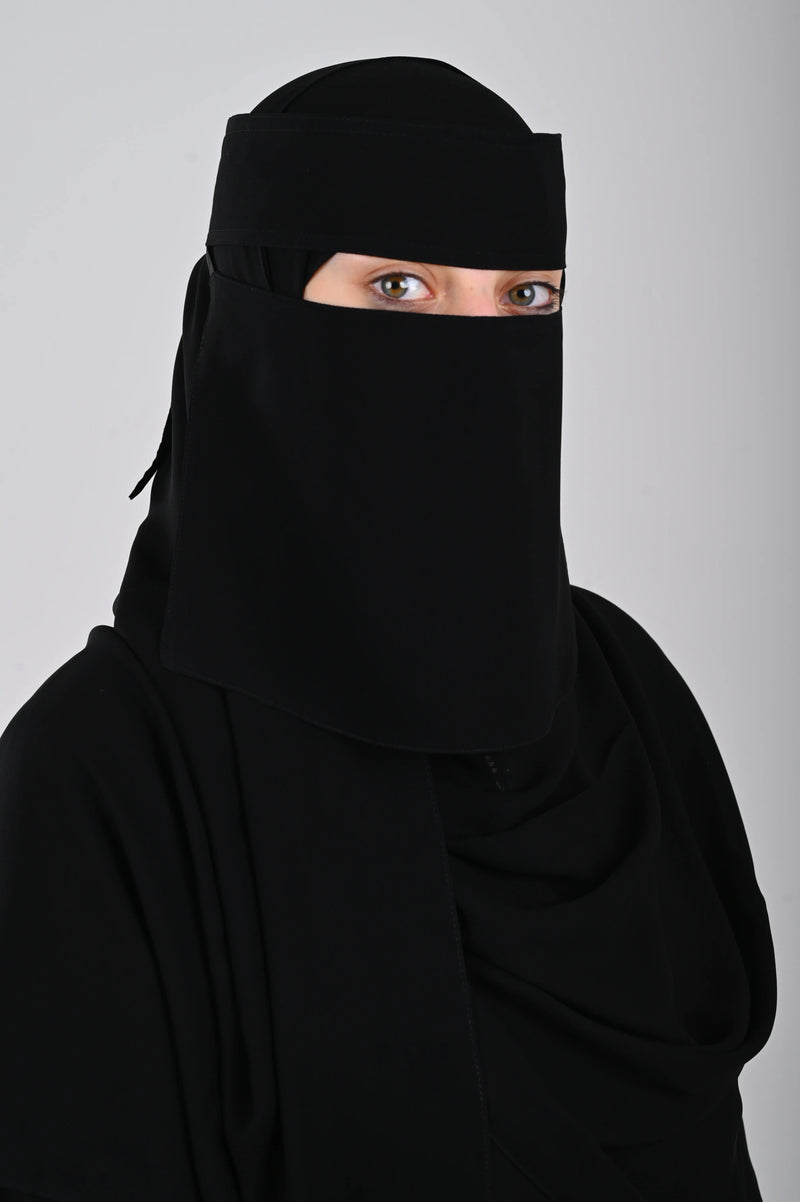 نقاب أسود خفيف ومريح من الشيفون الكوري