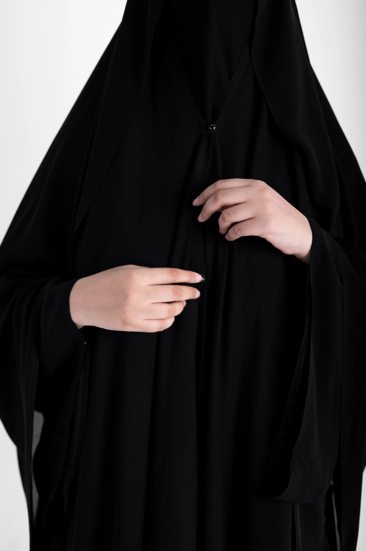 وشاح أسود خمار كويتي شيفون ساتر