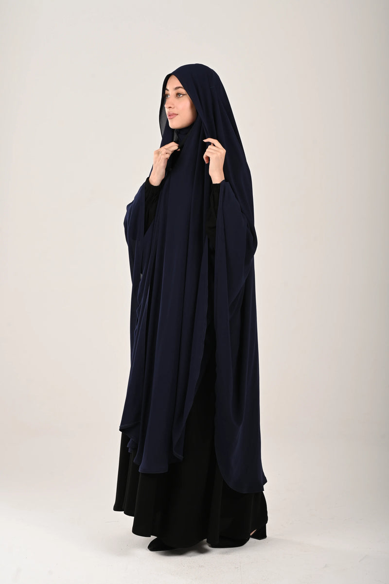 وشاح كحلي خمار كويتي شيفون ساتر